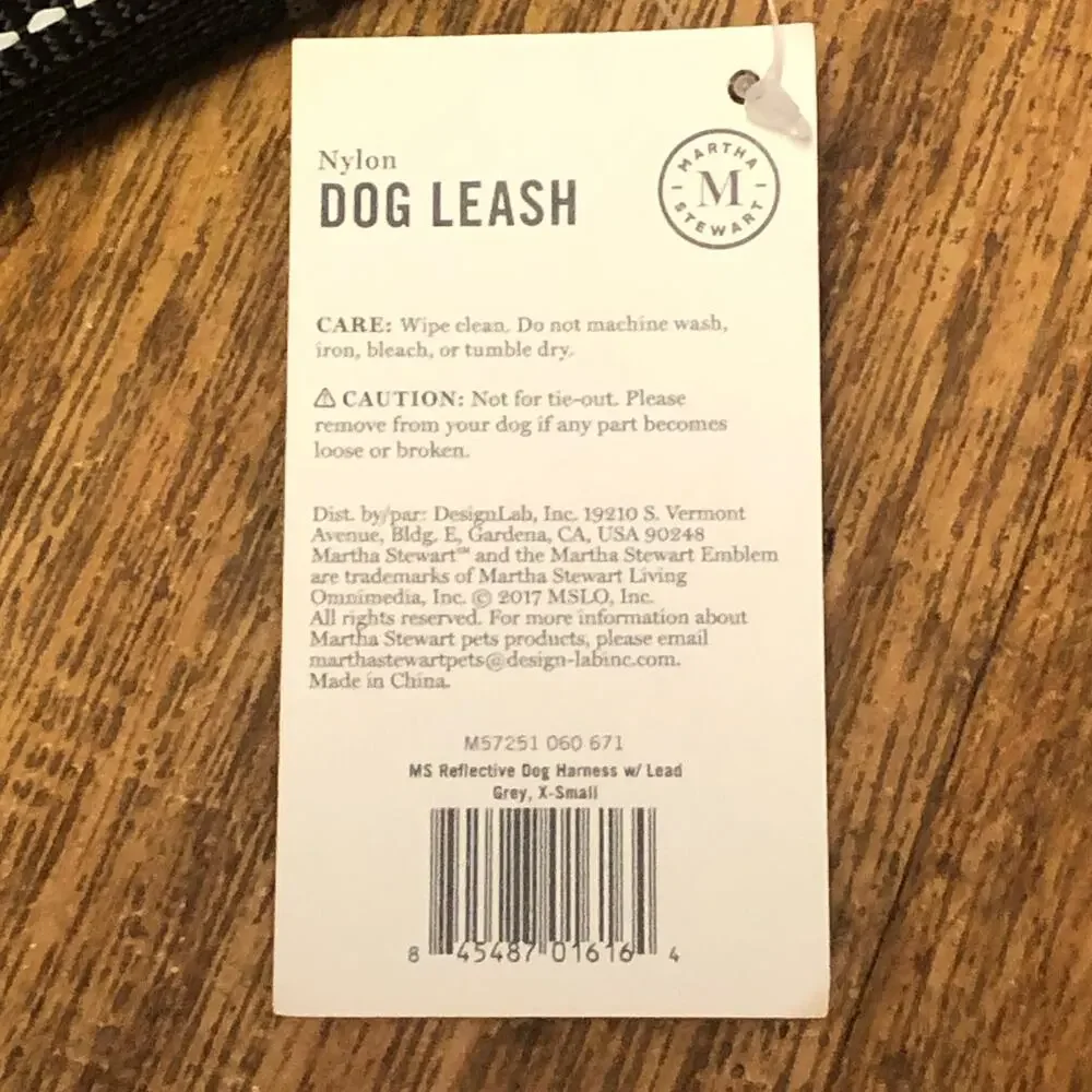 Martha Stewart Black and Silver Nylon Dog Leash